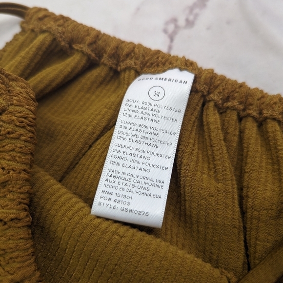 Good American Swim Bottom Women Bronze Brown Crinkle Tiny Ties Bikini - Picture 8 of 12